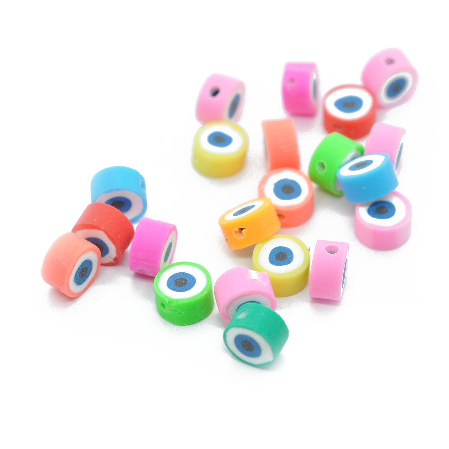 Fimo Evil Eye / bunt Mix / 8 mm / 10 Stk.