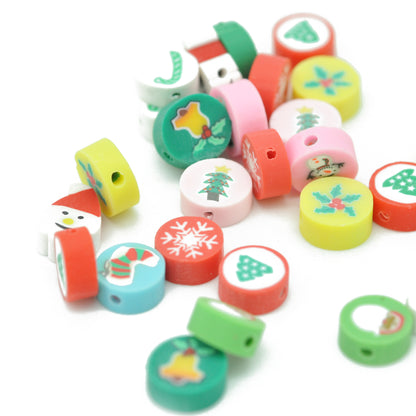 Fimo Weihnachtsmotive / bunter mix / Ø 10 mm / 10 Stk.