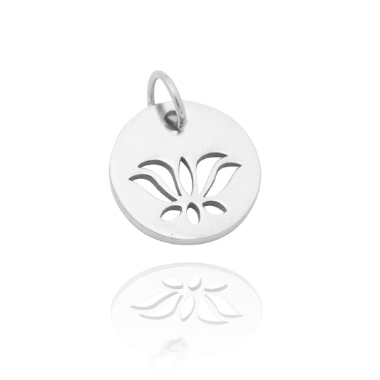 Edelstahl Anhänger / Lotus Blüte / 12 mm