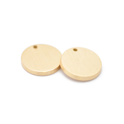 Deluxe Anhänger Coin / Messing vergoldet matt / gravierbar / Ø 11 mm