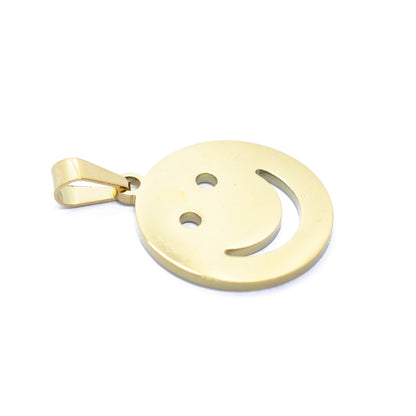 Edelstahl Anhänger Smiley / vergoldet / 20 mm