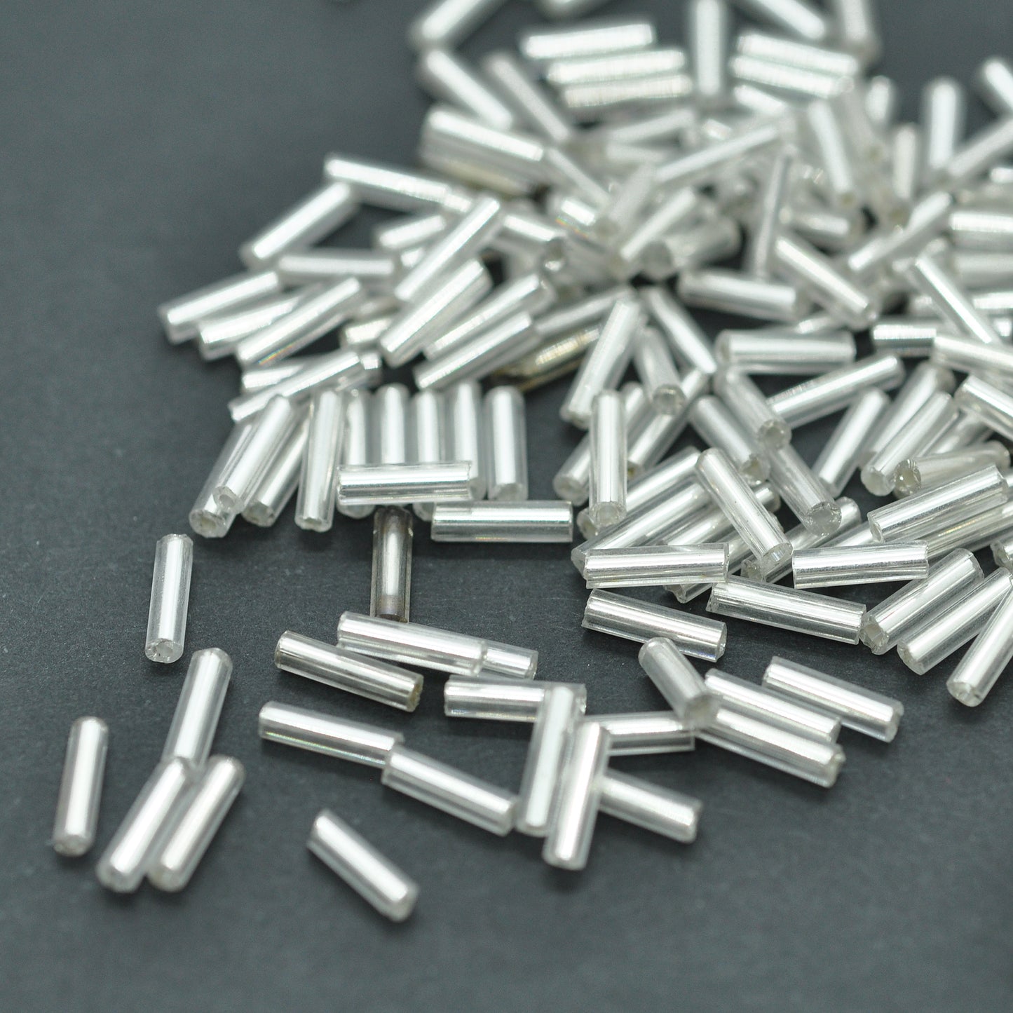 Rocailles Stifte / silber silbereinzug 5x2mm / 11gr.