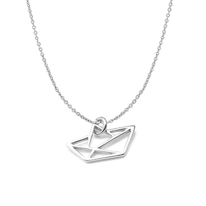 Zarte Origami Papierboot Kette / 925er Sterling Silber / Feine Erbskette