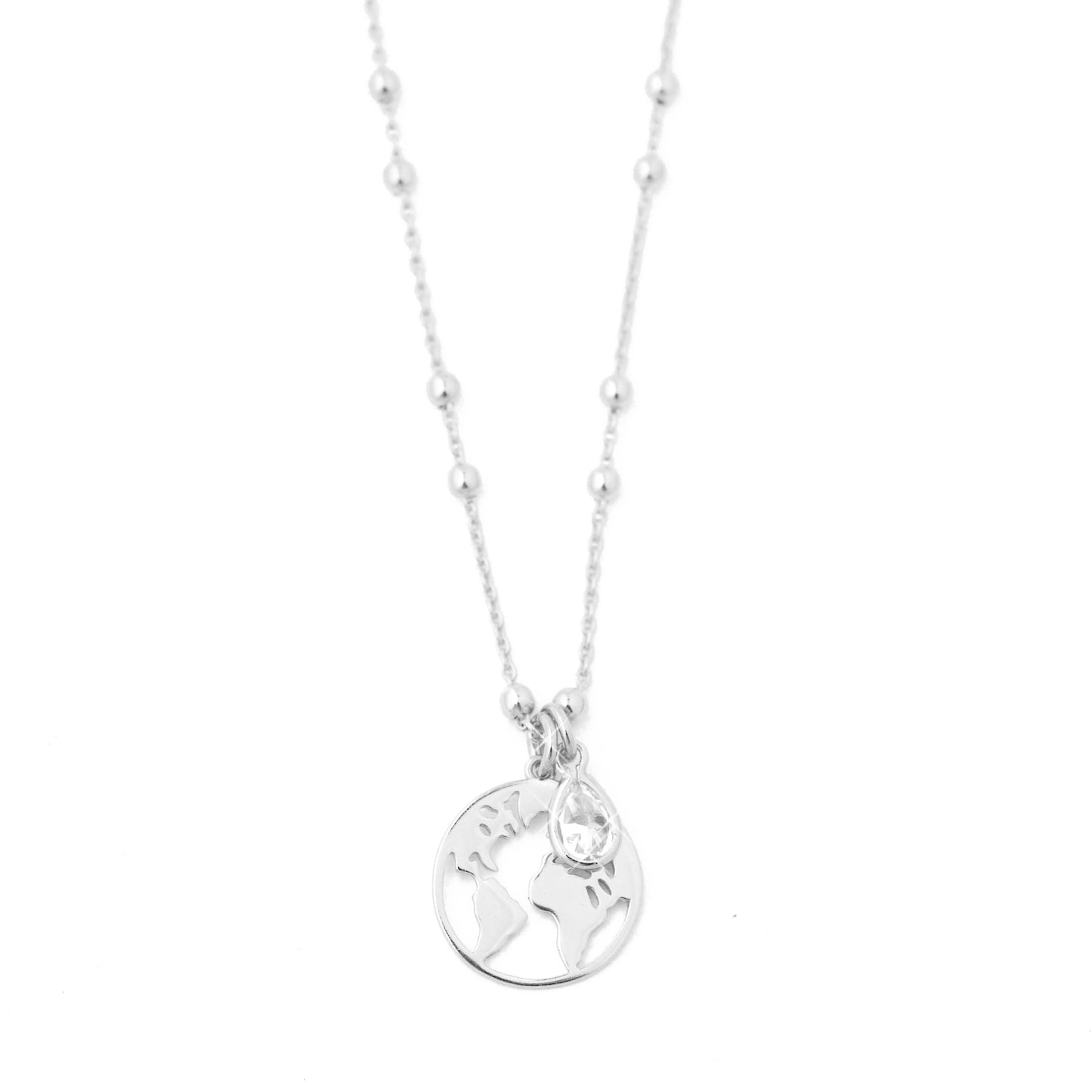 Kette "Around the World" mit Zirkon/ 925er Sterling Silber / 42 cm