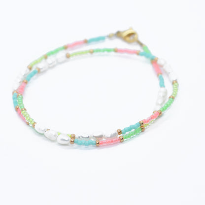 Halskette Choker Mint Dream Pearl / Süßwasserperlen / 38cm