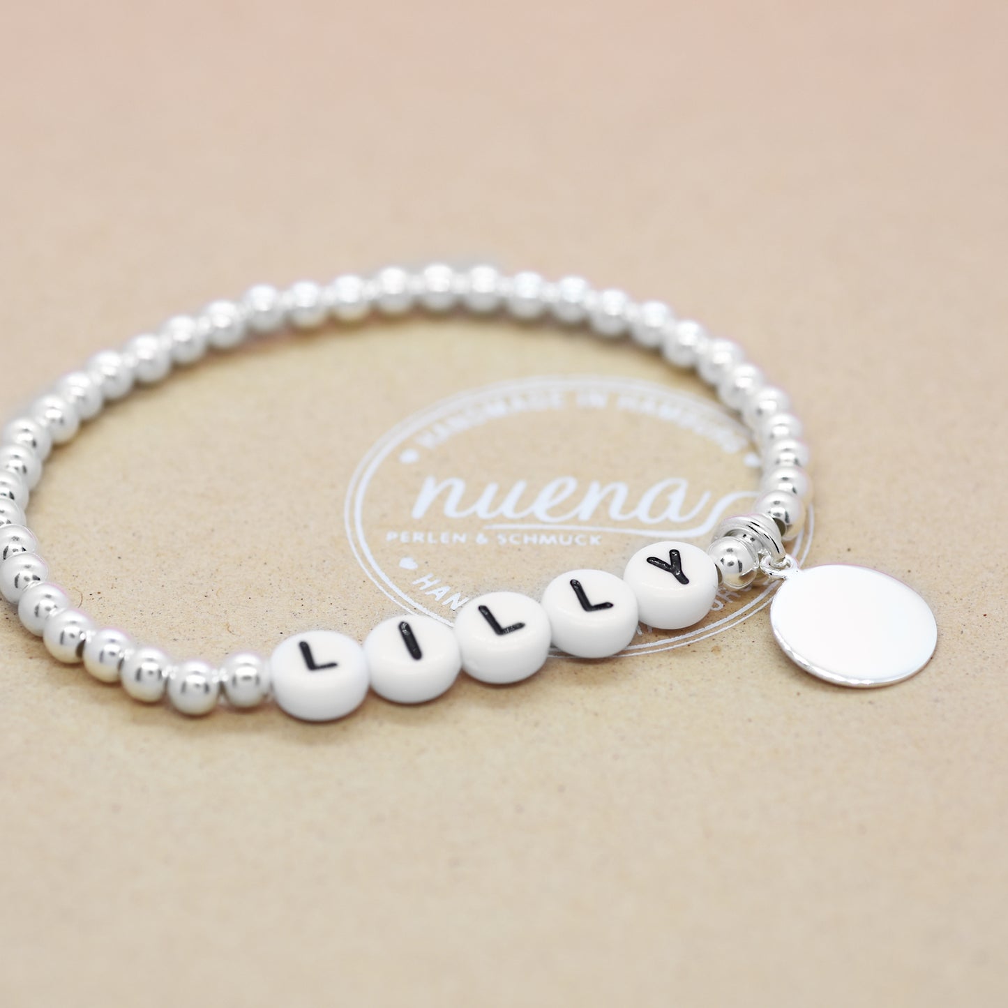 Personalisierbares Buchstaben Armband mit Gravur Plättchen / 925er Sterling Silber