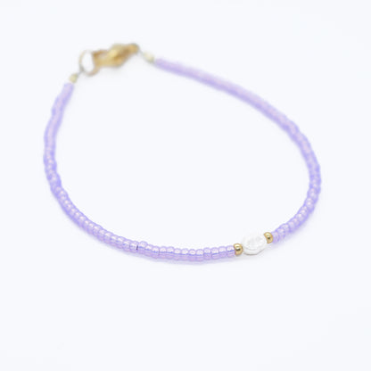 Armband / Violet Corsica / Süßwasserperle / Edelstahl vergoldet