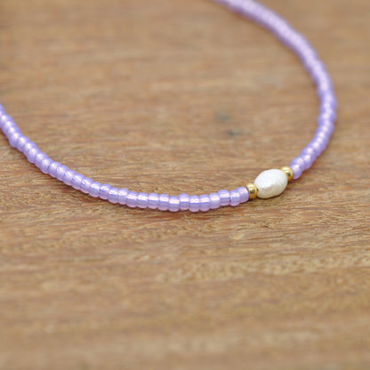 Armband / Violet Corsica / Süßwasserperle / Edelstahl vergoldet