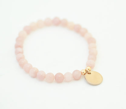 Personalisiertes altrosa Jade Armband mit Gravur - rosé