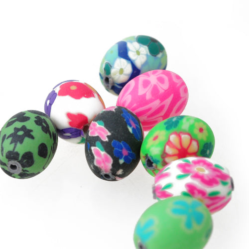 Fimo Oliven mix / bunt Mix / 10 Stk. / 14x12 mm