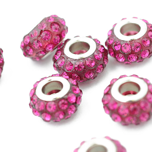 Strass Grosslochperle / pink / Ø 13 mm