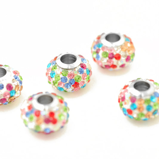 Strass Grosslochperle / multicolor bunt / Ø 13 mm