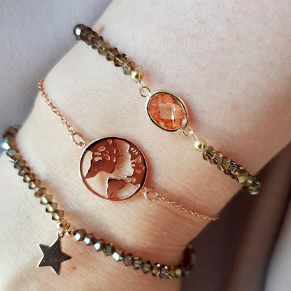 Rosa Opal Verbinder / 925er Silber vergoldet / 10mm